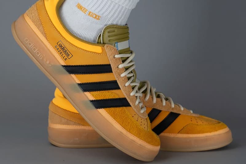 First Look at the Bad Bunny x adidas Gazelle Indoor Yellow Sample release info drop sl72 adizero samba drop san juan lionel messi collab duo