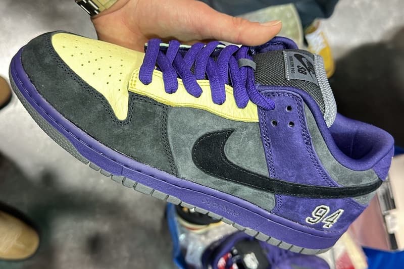 supreme nike sb skateboarding dunk low sample purple grey yellow official release date info photos price store list buying guide