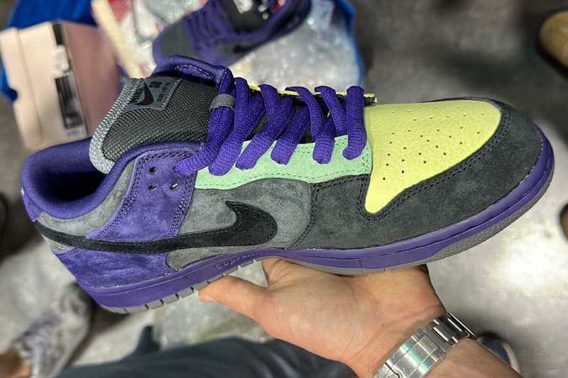 supreme nike sb skateboarding dunk low sample purple grey yellow official release date info photos price store list buying guide