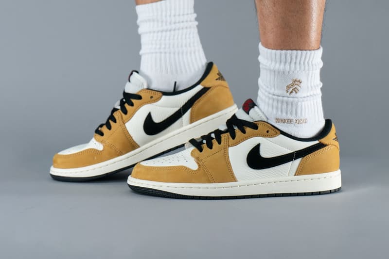 First Look at the Air Jordan 1 Low OG "Rookie of the Year" Sail/Black-Golden Harvest-Gym Red CZ0790-107 release info michael jordan brand 