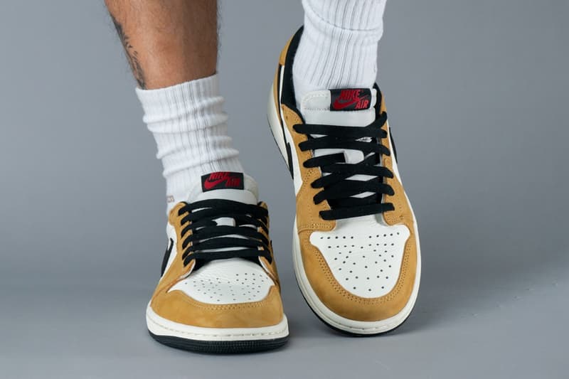 First Look at the Air Jordan 1 Low OG "Rookie of the Year" Sail/Black-Golden Harvest-Gym Red CZ0790-107 release info michael jordan brand 