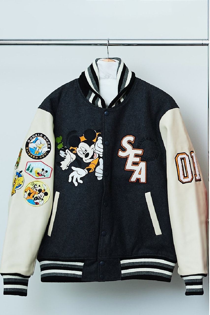 WIND AND SEA Delivers Lineup of Numbered Letterman Jackets disney collab release info drop price