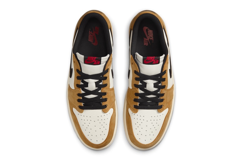First Look at the Air Jordan 1 Low OG "Rookie of the Year" Sail/Black-Golden Harvest-Gym Red CZ0790-107 release info michael jordan brand 