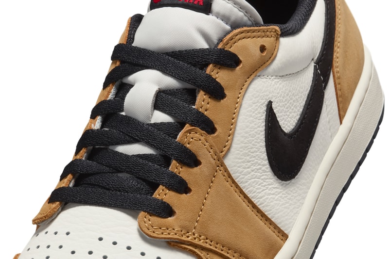 First Look at the Air Jordan 1 Low OG "Rookie of the Year" Sail/Black-Golden Harvest-Gym Red CZ0790-107 release info michael jordan brand 