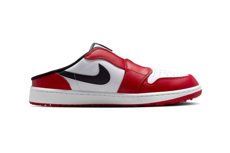 Air Jordan 1 Mule Golf "Chicago" White/Varsity Red-Black FJ1214-101 michael jordan brand hypegolf slip ons classic red white and red colors bulls