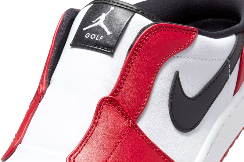 Air Jordan 1 Mule Golf "Chicago" White/Varsity Red-Black FJ1214-101 michael jordan brand hypegolf slip ons classic red white and red colors bulls