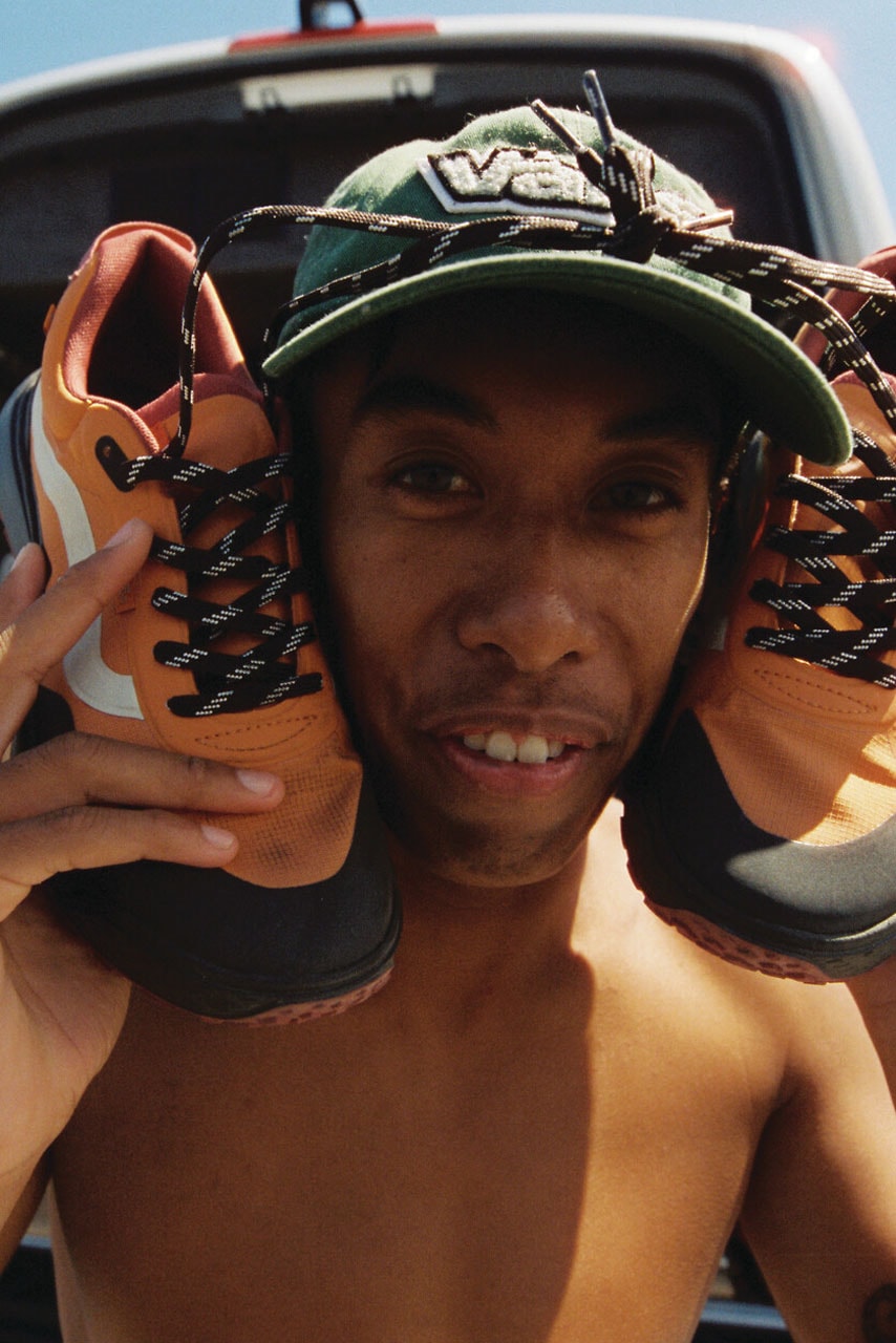 Vans Reveals Two New MTE Crosspath Colorways sneaker footwear release info otw off the wall on the way upper sustainable toe heel midsole outsole Surf team riders Chelsea Woody, Grant Noble, and Pua DeSoto.