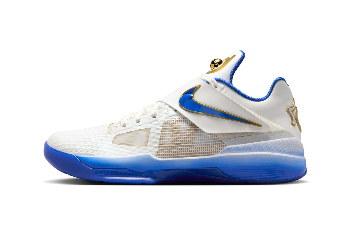 Nike KD 4 "MVP" Summit White/Hyper Royal-Metallic Gold IB3546-100 Release Info Kevin Durant money snipper phoenix suns golden state warriors nba basketball shoes