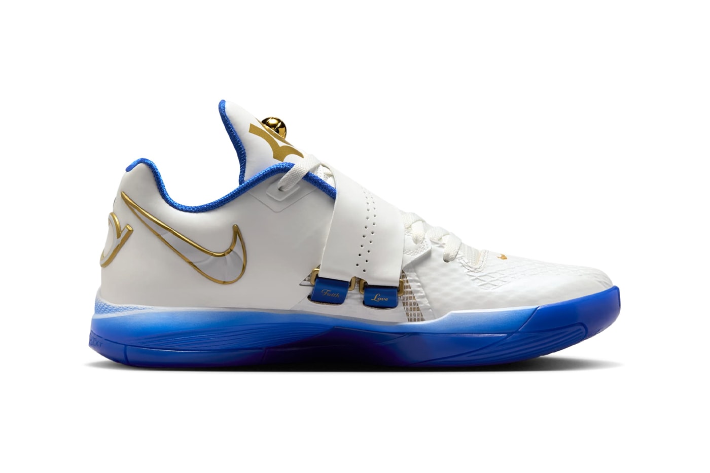 Nike KD 4 "MVP" Summit White/Hyper Royal-Metallic Gold IB3546-100 Release Info Kevin Durant money snipper phoenix suns golden state warriors nba basketball shoes