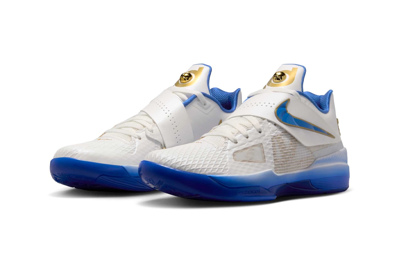 Nike KD 4 "MVP" Summit White/Hyper Royal-Metallic Gold IB3546-100 Release Info Kevin Durant money snipper phoenix suns golden state warriors nba basketball shoes