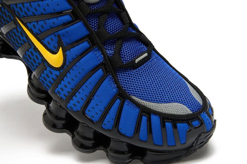 Nike Shox TL "Lyon Blue" IB7670-001 black/Varsity Maize-Metallic Silver-Lyon Blue featuristic spring soles shox pillars