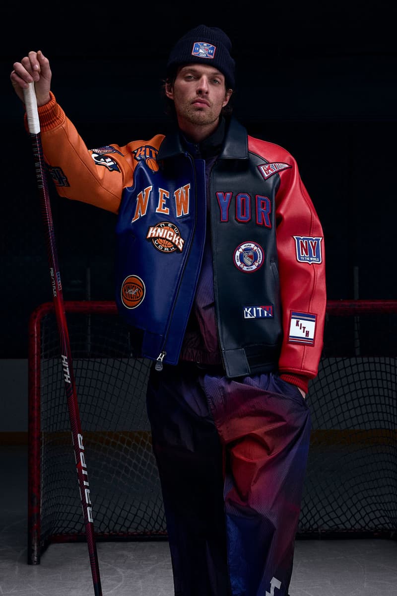 KITH Hits the Ice With the New York Rangers collab release info madison square garden Bauer, Mitchell & Ness, AVIREX and Inglasco puck jacket stick game tickets price mark messier jersey