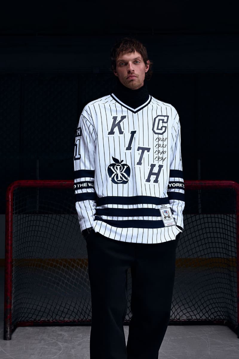 KITH Hits the Ice With the New York Rangers collab release info madison square garden Bauer, Mitchell & Ness, AVIREX and Inglasco puck jacket stick game tickets price mark messier jersey