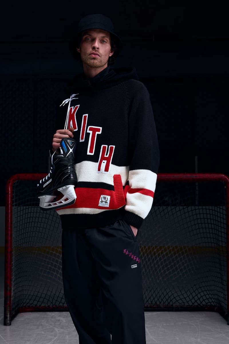 KITH Hits the Ice With the New York Rangers collab release info madison square garden Bauer, Mitchell & Ness, AVIREX and Inglasco puck jacket stick game tickets price mark messier jersey