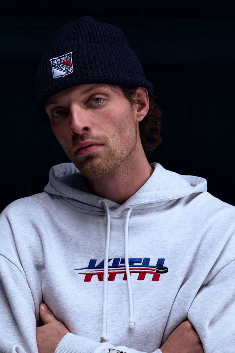 KITH Hits the Ice With the New York Rangers collab release info madison square garden Bauer, Mitchell & Ness, AVIREX and Inglasco puck jacket stick game tickets price mark messier jersey