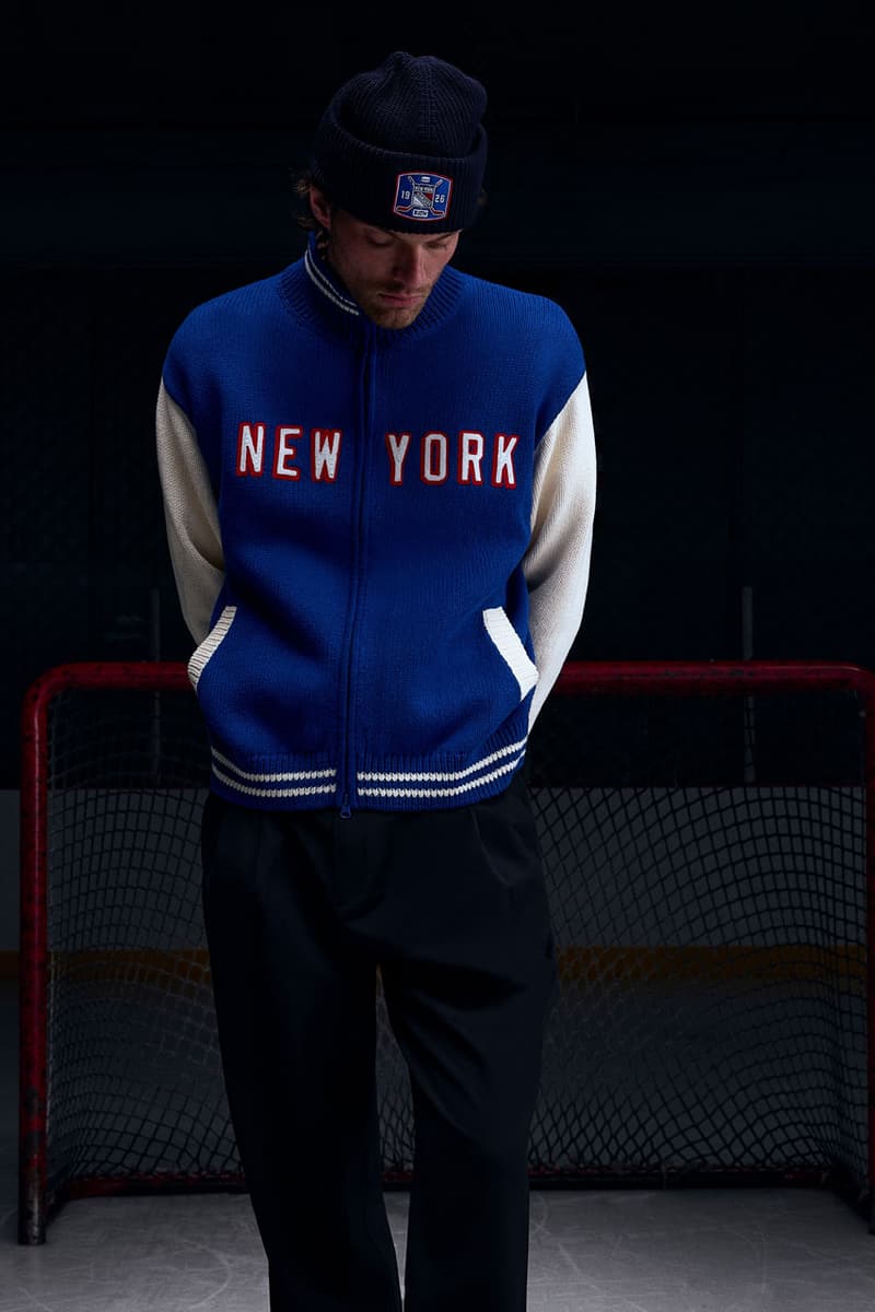 KITH Hits the Ice With the New York Rangers collab release info madison square garden Bauer, Mitchell & Ness, AVIREX and Inglasco puck jacket stick game tickets price mark messier jersey