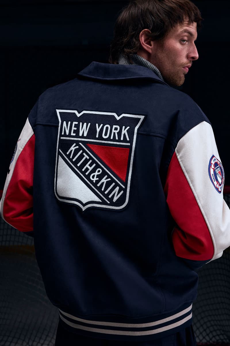 KITH Hits the Ice With the New York Rangers collab release info madison square garden Bauer, Mitchell & Ness, AVIREX and Inglasco puck jacket stick game tickets price mark messier jersey