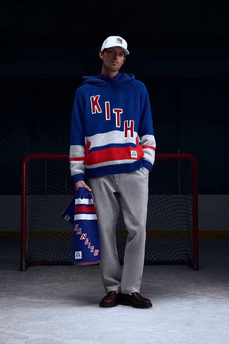 KITH Hits the Ice With the New York Rangers collab release info madison square garden Bauer, Mitchell & Ness, AVIREX and Inglasco puck jacket stick game tickets price mark messier jersey