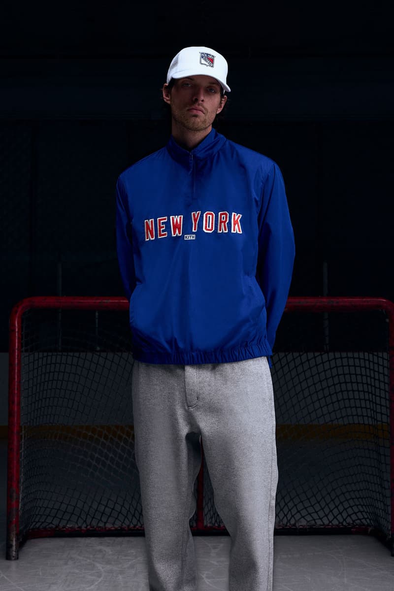 KITH Hits the Ice With the New York Rangers collab release info madison square garden Bauer, Mitchell & Ness, AVIREX and Inglasco puck jacket stick game tickets price mark messier jersey