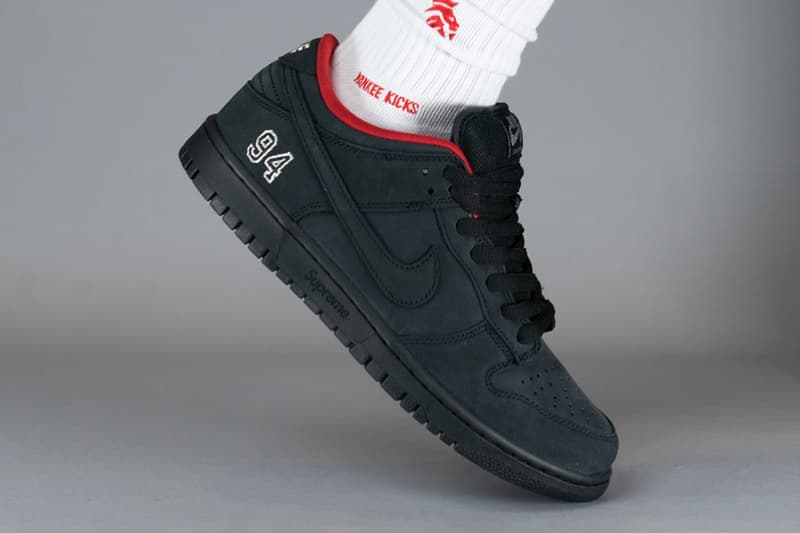 Supreme x Nike SB Dunk Low "Black" HQ8487-001 premium suede streetwear imprint swoosh skate shoes 94 collaboration