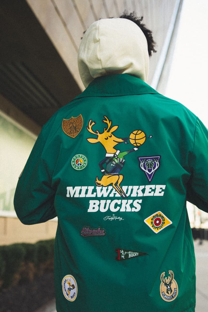 Trophy Hunting x Milwaukee Bucks Connect on Courtside-Ready Capsule release info price drop hoodie coach jacket nba basketball