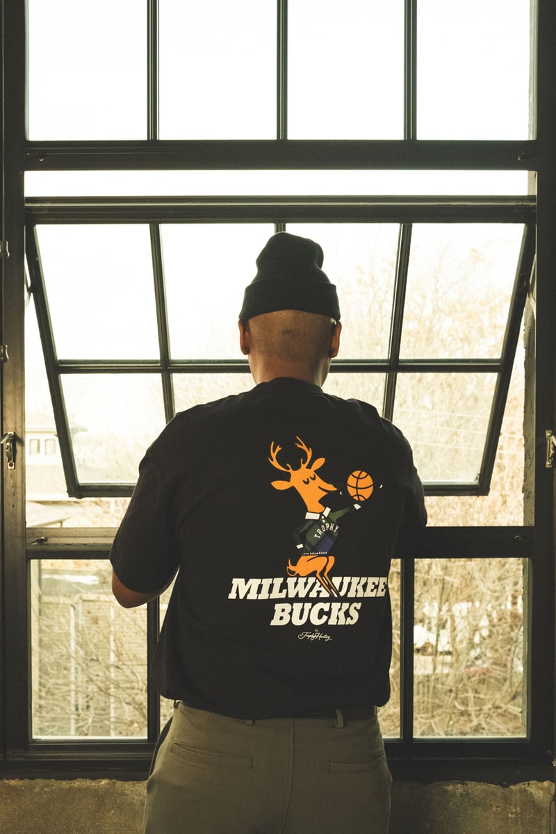 Trophy Hunting x Milwaukee Bucks Connect on Courtside-Ready Capsule release info price drop hoodie coach jacket nba basketball