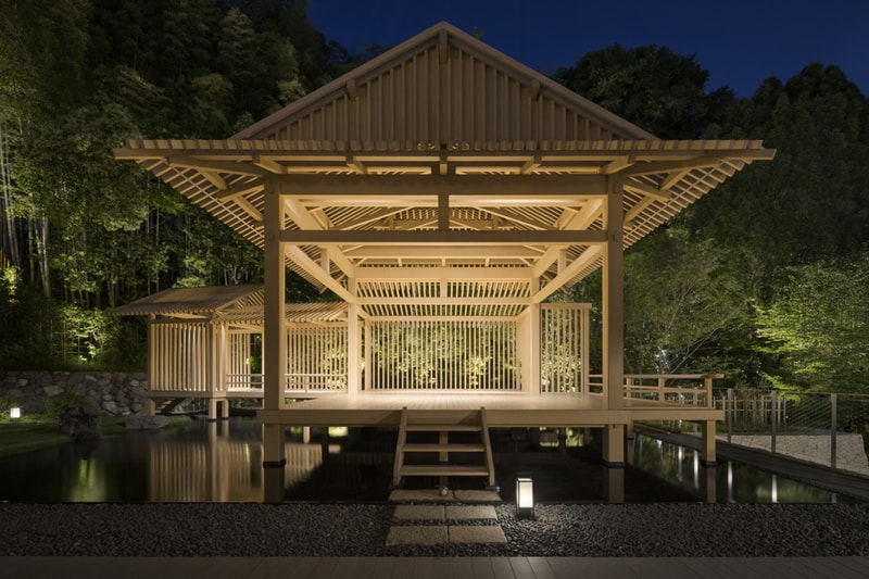Kengo Kuma Banyan Tree Higashiyama Kyoto Hotel Architecture Japan noh stage bamboo pavilion onsen 