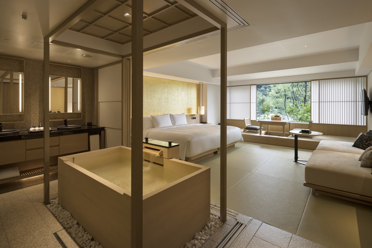 Kengo Kuma Banyan Tree Higashiyama Kyoto Hotel Architecture Japan noh stage bamboo pavilion onsen 