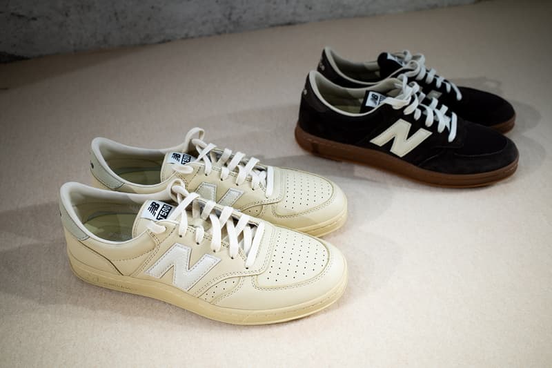 Closer Look at the AURALEE x New Balance T500 FW25 Collaboration tennis shoe brown lime green japanese