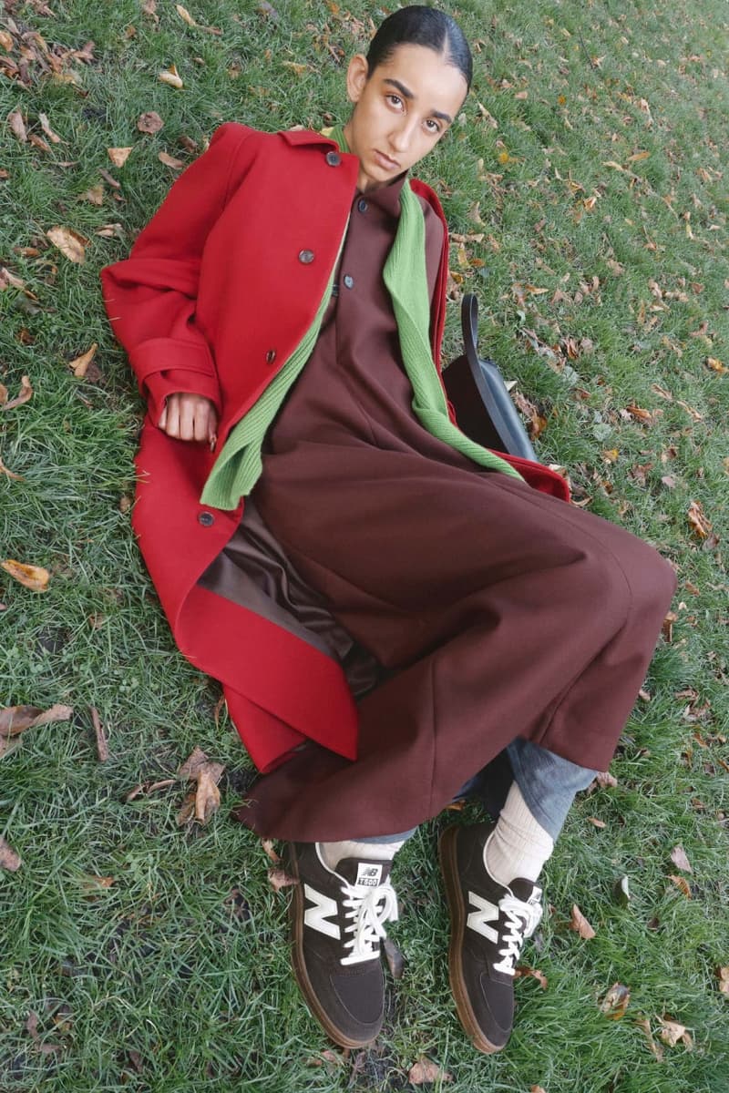 Closer Look at the AURALEE x New Balance T500 FW25 Collaboration tennis shoe brown lime green japanese release date store list