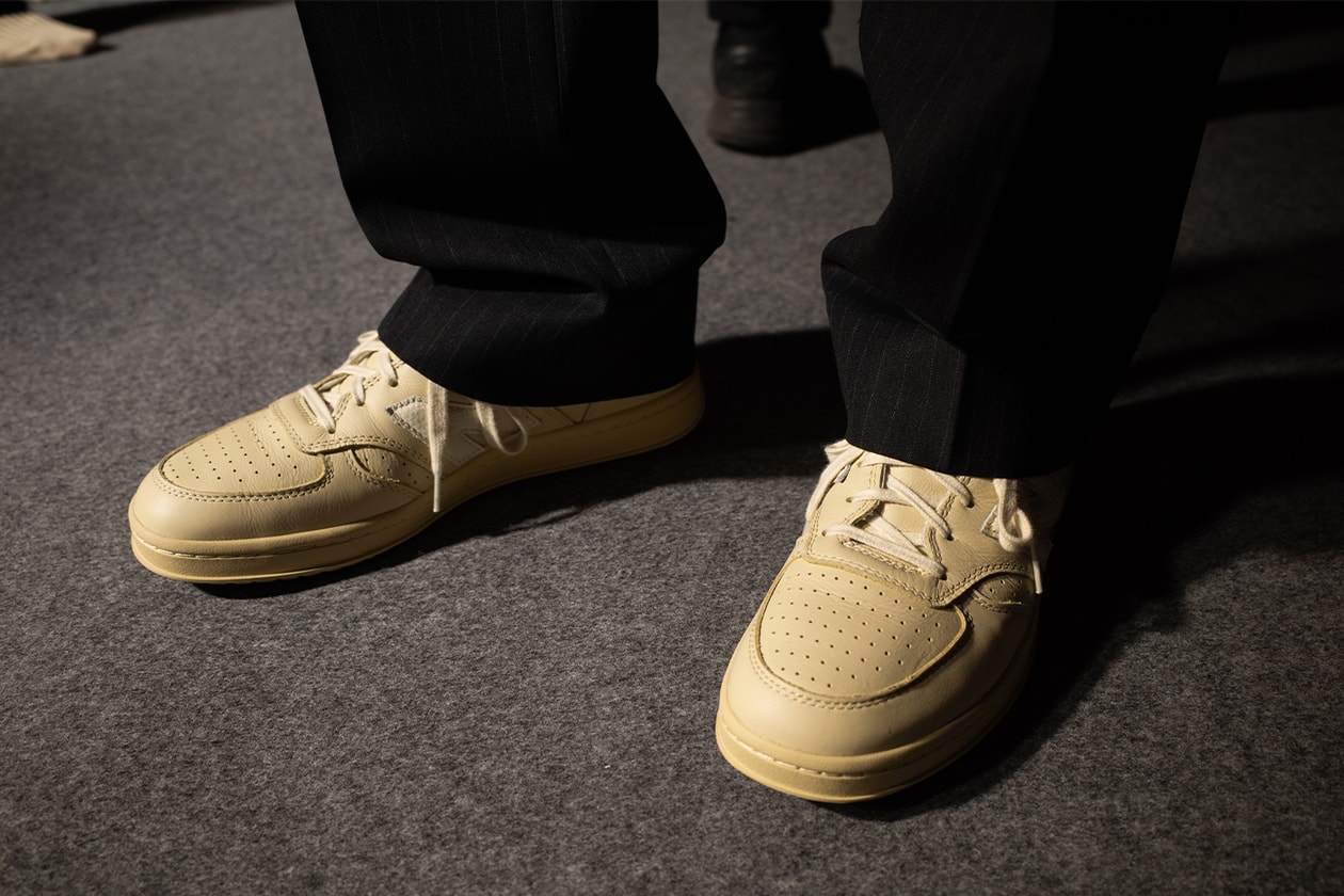 Closer Look at the AURALEE x New Balance T500 FW25 Collaboration tennis shoe brown lime green japanese release date store list