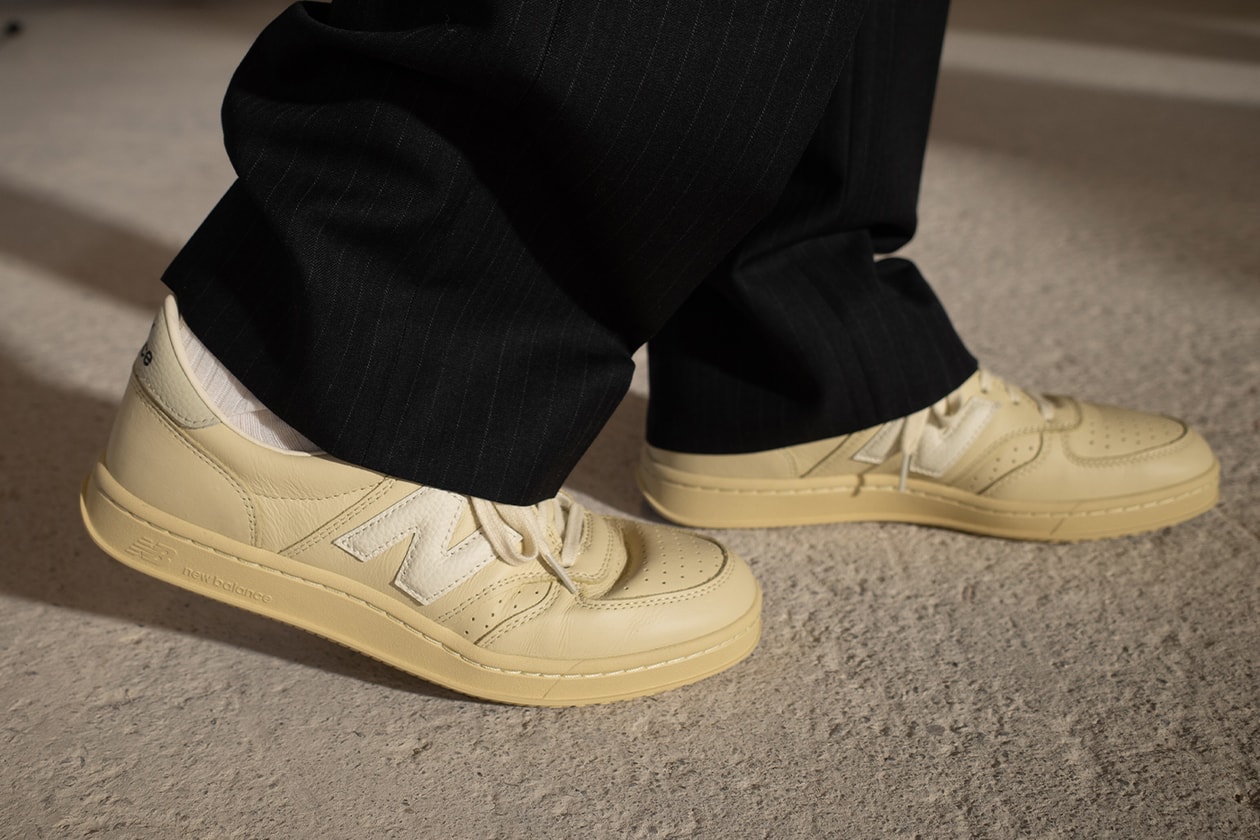 Closer Look at the AURALEE x New Balance T500 FW25 Collaboration tennis shoe brown lime green japanese release date store list