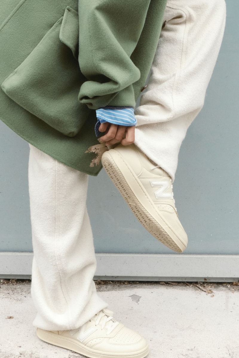 Closer Look at the AURALEE x New Balance T500 FW25 Collaboration tennis shoe brown lime green japanese release date store list
