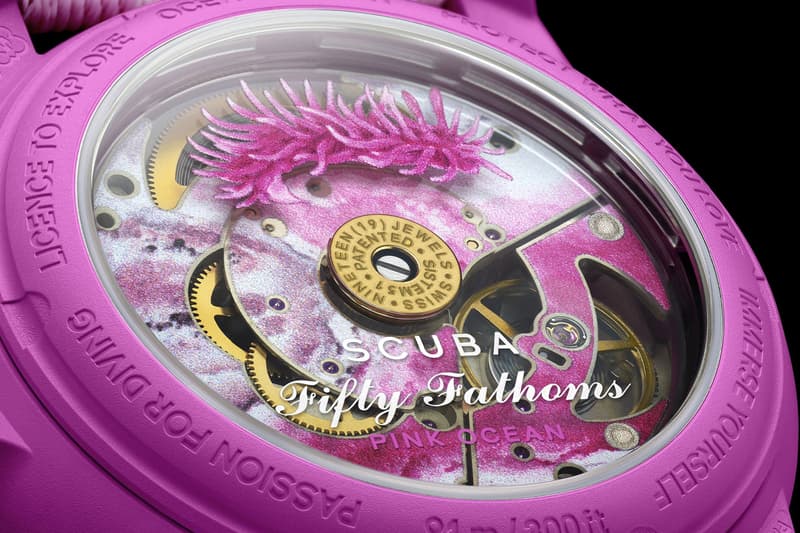 Swatch x Blancpain Bioceramic Scuba Fifty Fathoms Pink Ocean SO35P400 collaboration Release Info Ceratodoris rosacea SISTEM51