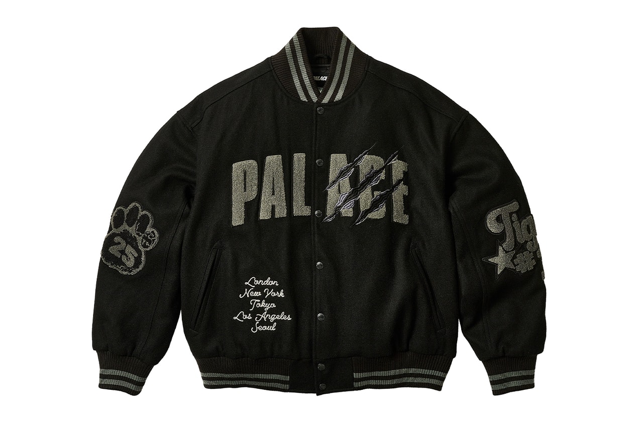 Every Item From Palace's Spring 2025 Collection k-way collaboration year of the snake motifs chore jackets varsity longsleeve hardware knitwear sweatershirts skateboards