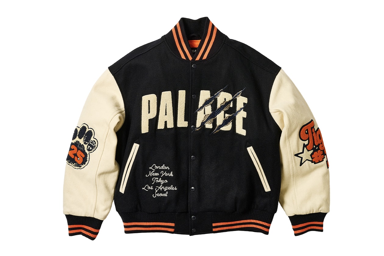 Every Item From Palace's Spring 2025 Collection k-way collaboration year of the snake motifs chore jackets varsity longsleeve hardware knitwear sweatershirts skateboards