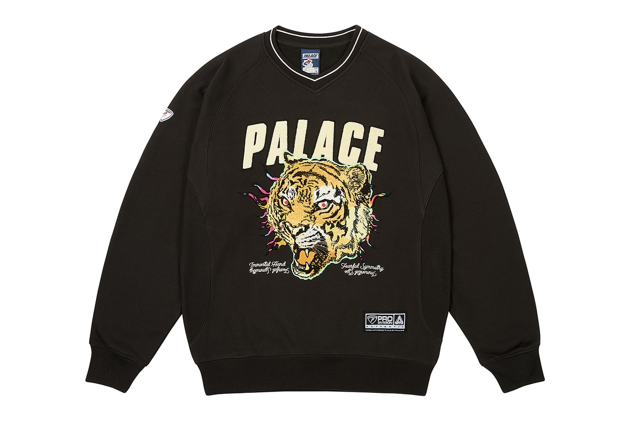 Every Item From Palace's Spring 2025 Collection k-way collaboration year of the snake motifs chore jackets varsity longsleeve hardware knitwear sweatershirts skateboards