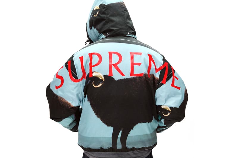 Supreme Spring/Summer 2025 collection teaser info Damien Hirst's “Black Sheep with Golden Horns”. 