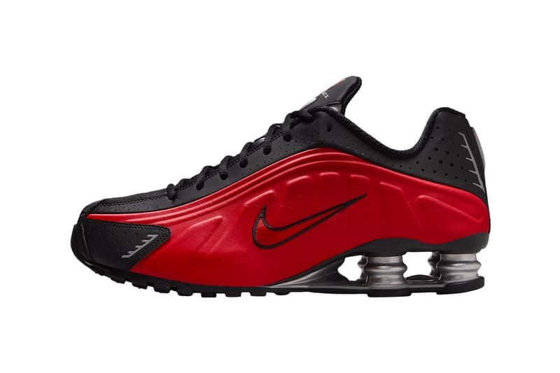 nike shox r4 black red
