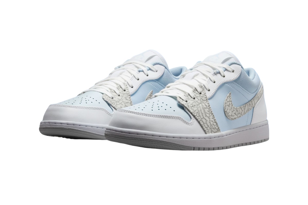 Nike Air Jordan 1 Low "Blue Tint" Elephant Print IB7692-400 Release Info Tinker Hatfield Swoosh