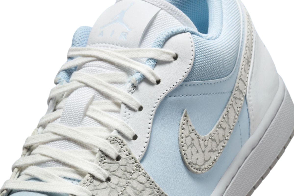 Nike Air Jordan 1 Low "Blue Tint" Elephant Print IB7692-400 Release Info Tinker Hatfield Swoosh