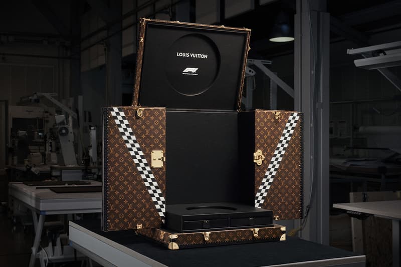 Closer Look at Louis Vuitton's 75th Anniversary Formula 1 World Championship Trophy Trunk lewis hamilton max verstappen