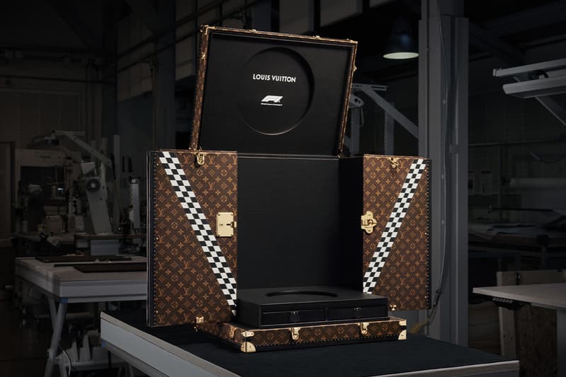 Closer Look at Louis Vuitton's 75th Anniversary Formula 1 World Championship Trophy Trunk lewis hamilton max verstappen