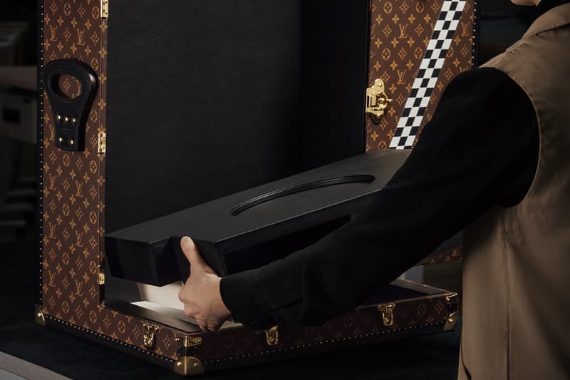 Closer Look at Louis Vuitton's 75th Anniversary Formula 1 World Championship Trophy Trunk lewis hamilton max verstappen