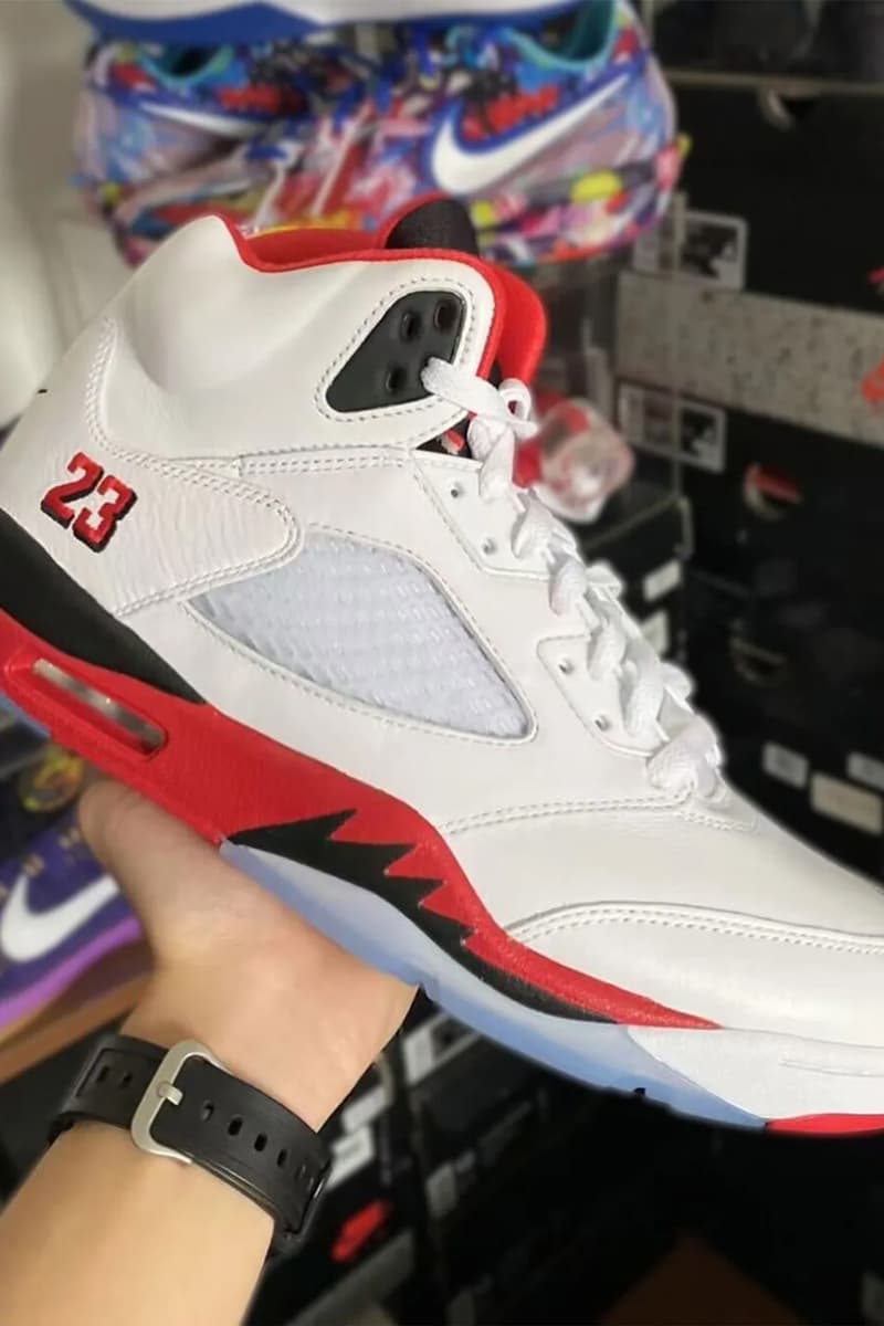 air michael jordan brand fire red 5 black tongue red midsole 2025 release date info photos price store list buying guide 