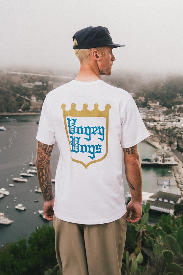 bogey boys spring 2025 line catalina california polo t shirts hoodie hat shorts socks red green blue white logo graphic macklemore