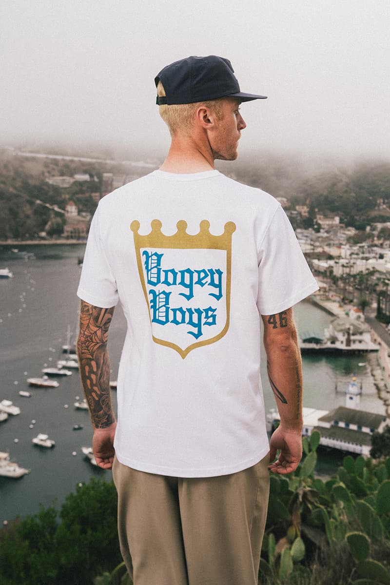 bogey boys spring 2025 line catalina california polo t shirts hoodie hat shorts socks red green blue white logo graphic macklemore