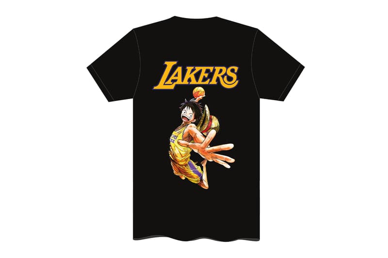 Los Angeles Lakers Team Up With 'One Piece' for Limited-Edition Collaborative T-Shirt basketball team anime cartoon crypto.com arena straw hat pirates purple gold luffy straw hat pirates