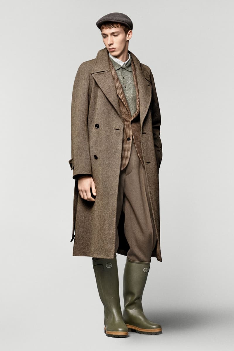 Loro piana fall winter 2025 2026 collection milan fashion week equestrian hunting jackets parka merino wool cashmere boots leather satin suit suede cheviot spagna jacket cape 