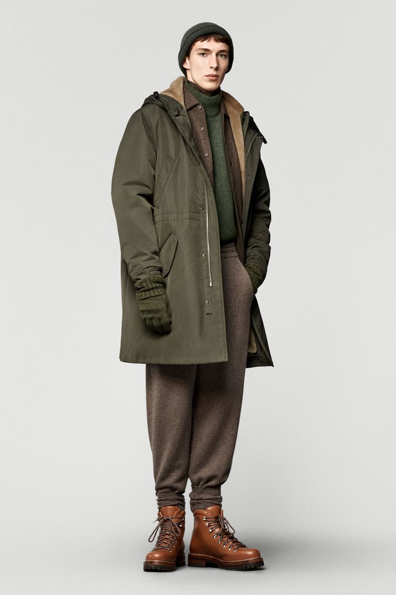 Loro piana fall winter 2025 2026 collection milan fashion week equestrian hunting jackets parka merino wool cashmere boots leather satin suit suede cheviot spagna jacket cape 